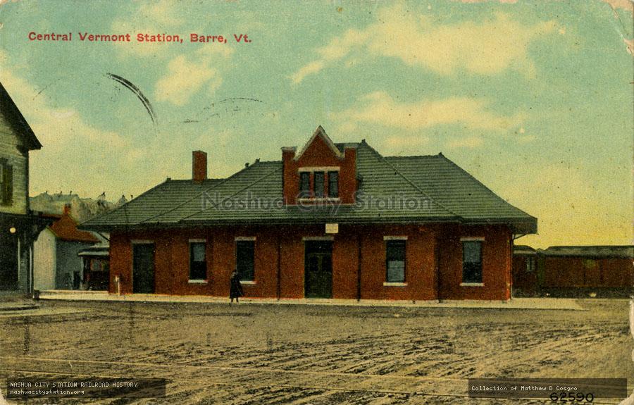Postcard: Central Vermont Station, Barre, Vermont